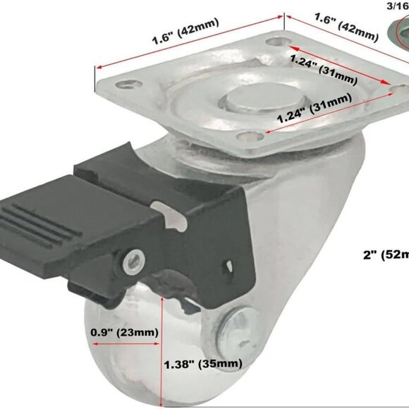 16 Mini Caster Wheels (Four 4-Wheel Sets) - Picture 7 of 7